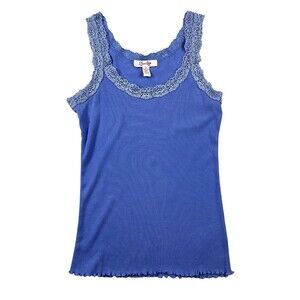 Zena Y2K Ribbed Knit Lace Trim Tank  Women's S  Purple Cami  Fairycore Layering